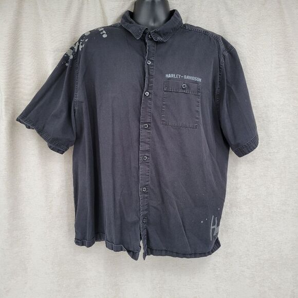 HARLEY Davidson Men's 2XL Black Bleach Style Graffiti Graphics Potato Potato - Picture 4 of 14